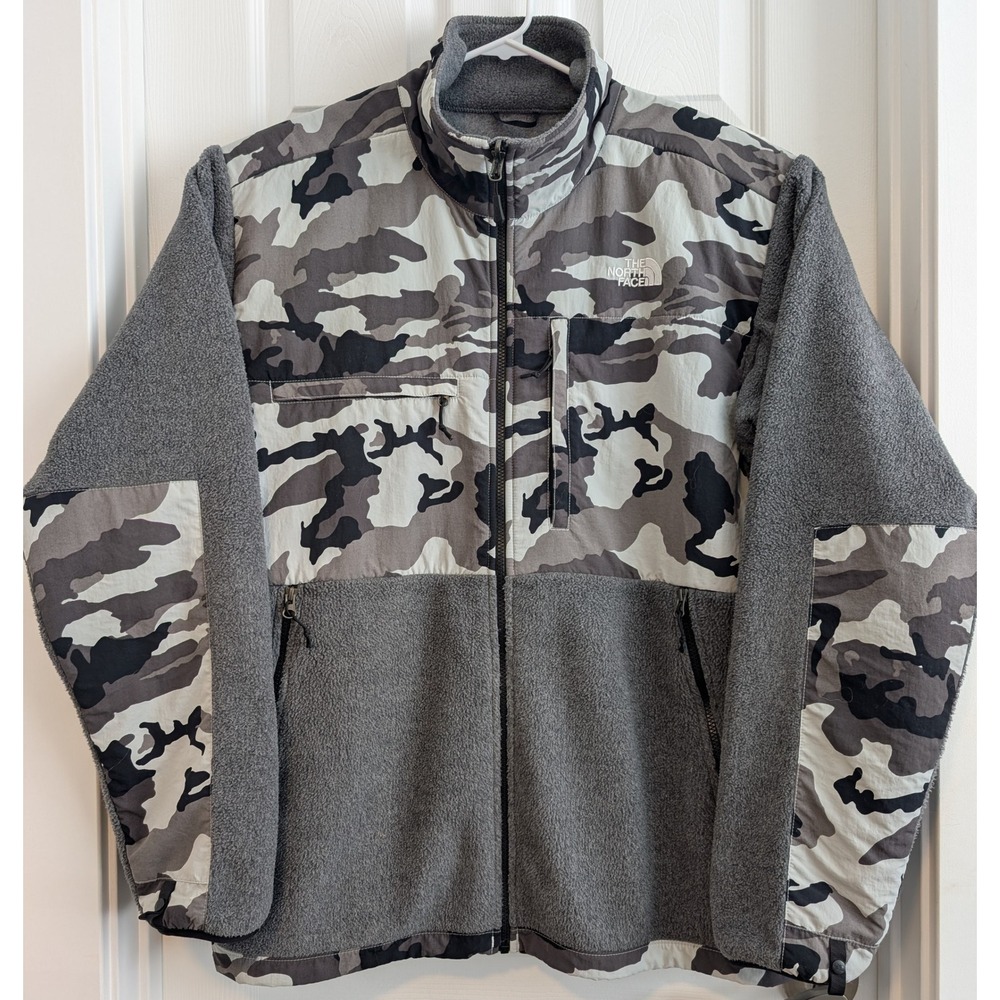 The North Face Denali 2 Fleece Jacket Mens XL Grey Camo Polartec Full Zip Coat
